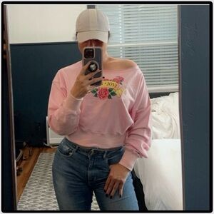 80’s Style Punk Bon Jovi Graphic Concert Crop Sweatshirt - Medium